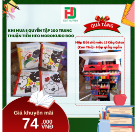 [Mua 1 Tặng 1] khi mua 5 quyển Tập 200 trang THUẬN TIẾN HEO MOROKURO BOO tặng ngay Hộp Bút chì màu 12 Cây Gstar (Con Thỏ) - Hộp giấy ngắn