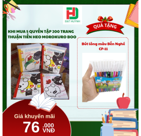 [Mua 1 Tặng 1] khi mua 5 quyển Tập 200 trang THUẬN TIẾN HEO MOROKURO BOO tặng ngay Bút lông màu Bến Nghé CP-11