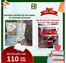 [Mua 1 Tặng 1] khi mua 5 quyển TẬP 200 trang   SV Thư Pháp kẻ ngang tặng ngay Hộp Bút chì màu 12 Cây Gstar (Con Thỏ) - Hộp giấy ngắn