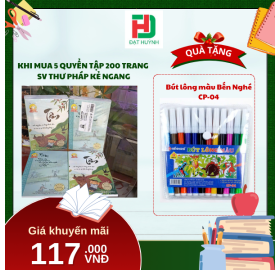 [Mua 1 Tặng 1] khi mua 5 quyển TẬP 200 trang   SV Thư Pháp kẻ ngang tặng ngay Bút lông màu Bến Nghé CP-04