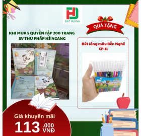 [Mua 1 Tặng 1] khi mua 5 quyển TẬP 200 trang   SV Thư Pháp kẻ ngang tặng ngay Bút lông màu Bến Nghé CP-04