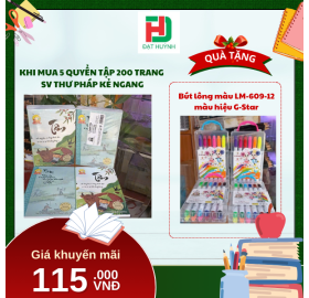 [Mua 1 Tặng 1] khi mua 5 quyển TẬP 200 trang   SV Thư Pháp kẻ ngang tặng ngay Bút lông màu LM-609-12 màu hiệu G-Star