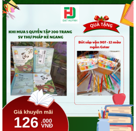 [Mua 1 Tặng 1] khi mua 5 quyển TẬP 200 trang   SV Thư Pháp kẻ ngang tặng ngay  Bút sáp vặn 907 - 12 màu ngắn Gstar