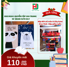 [Mua 1 Tặng 1] khi mua 5 quyển TẬP 200 trang   SV  BEAR CUTE OLY tặng ngay Hộp Bút chì màu 12 Cây Gstar (Con Thỏ) - Hộp giấy ngắn
