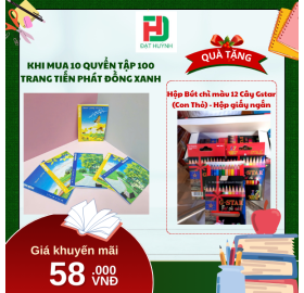  [Mua 1 Tặng 1] khi mua 10 quyển Tập 100  trang Tiến Phát Đồng Xanh tặng ngay Hộp Bút chì màu 12 Cây Gstar (Con Thỏ) - Hộp giấy ngắn
