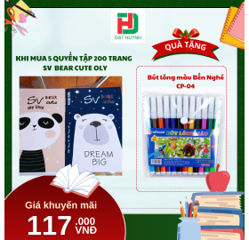 [Mua 1 Tặng 1] khi mua 5 quyển TẬP 200 trang   SV  BEAR CUTE OLY tặng ngay Bút lông màu Bến Nghé CP-04