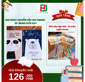 [Mua 1 Tặng 1] khi mua 5 quyển TẬP 200 trang   SV  BEAR CUTE OLY tặng ngay Bút sáp vặn 907 - 12 màu ngắn Gstar