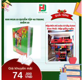 [Mua 1 Tặng 1] khi mua 10 quyển TẬP 48 trang   ĐIỂM 10 tặng ngay Hộp Bút chì màu 12 Cây Gstar (Con Thỏ) - Hộp giấy ngắn