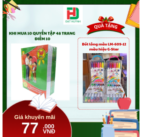 [Mua 1 Tặng 1] khi mua 10 quyển TẬP 48 trang   ĐIỂM 10 tặng ngay Bút lông màu LM-609-12 màu hiệu G-Star