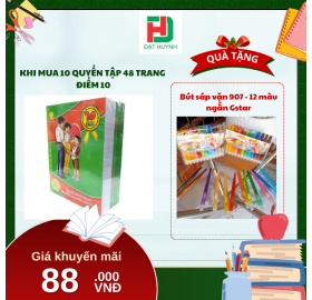 [Mua 1 Tặng 1] khi mua 10 quyển TẬP 48 trang   ĐIỂM 10 tặng ngay Bút sáp vặn 907 - 12 màu ngắn Gstar