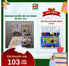 [Mua 1 Tặng 1] khi mua 5 quyển TẬP 200 trang   SV  bts - OLY tặng ngay Bút lông màu Bến Nghé CP-04
