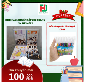 [Mua 1 Tặng 1] khi mua 5 quyển TẬP 200 trang   SV  bts - OLY tặng ngay Bút lông màu Bến Nghé CP-11