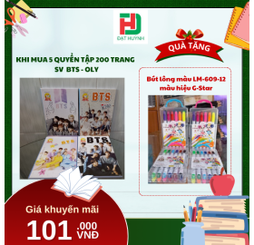 [Mua 1 Tặng 1] khi mua 5 quyển TẬP 200 trang   SV  bts - OLY tặng ngay Bút lông màu LM-609-12 màu hiệu G-Star