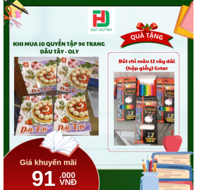 [Mua 1 Tặng 1] khi mua 10 quyển TẬP 96 trang  dâu tây - oly tặng ngay Bút chì màu 12 cây dài  (hộp giấy) Gstar