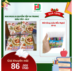 [Mua 1 Tặng 1] khi mua 10 quyển TẬP 96 trang  dâu tây - oly tặng ngay Bút lông màu Bến Nghé CP-11