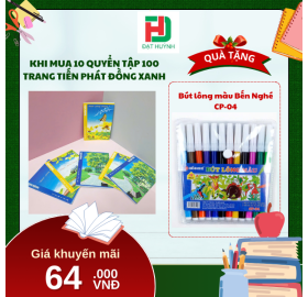 [Mua 1 Tặng 1]  khi mua 10 quyển Tập 100  trang Tiến Phát Đồng Xanh tặng ngay Bút lông màu Bến Nghé CP-04