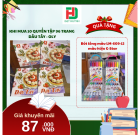 [Mua 1 Tặng 1] khi mua 10 quyển TẬP 96 trang  dâu tây - oly tặng ngay Bút lông màu LM-609-12 màu hiệu G-Star