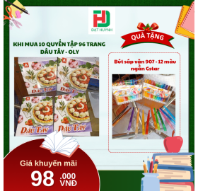 [Mua 1 Tặng 1] khi mua 10 quyển TẬP 96 trang  dâu tây - oly tặng ngay Bút sáp vặn 907 - 12 màu ngắn Gstar