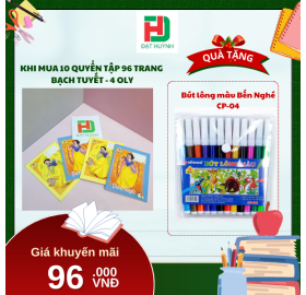  [Mua 1 Tặng 1] khi mua 10 quyển TẬP 96 trang  bạch tuyết - 4 oly tặng ngay Bút lông màu Bến Nghé CP-04
