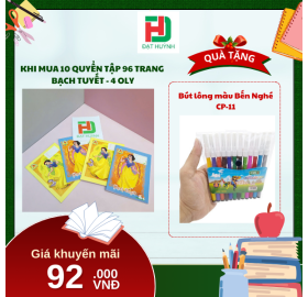  [Mua 1 Tặng 1] khi mua 10 quyển TẬP 96 trang  bạch tuyết - 4 oly tặng ngay Bút lông màu Bến Nghé CP-11
