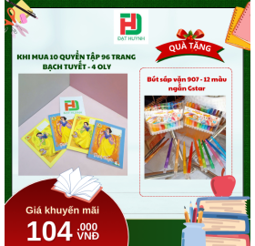  [Mua 1 Tặng 1] khi mua 10 quyển TẬP 96 trang  bạch tuyết - 4 oly tặng ngay Bút sáp vặn 907 - 12 màu ngắn Gstar