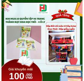[Mua 1 Tặng 1] khi mua 10 quyển TẬP 96 trang  Thành Đạt Hoa Học Trò -  4 Ô ly tặng ngay Hộp Bút chì màu 12 Cây Gstar (Con Thỏ) - Hộp giấy ngắn