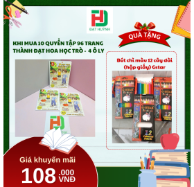 [Mua 1 Tặng 1] khi mua 10 quyển TẬP 96 trang  Thành Đạt Hoa Học Trò -  4 Ô ly tặng ngay Bút chì màu 12 cây dài  (hộp giấy) Gstar