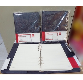 Sổ Bìa Da PVC 178x233x30mm, 100 Trang Bìa Màu Đen Deli 3151-DE